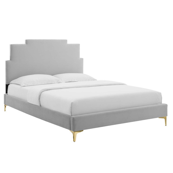 Modway Lindsey Performance Velvet Twin Platform Bed MOD-6895-LGR