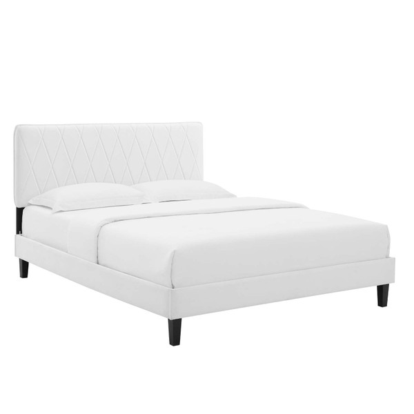 Modway Phillipa Performance Velvet King Platform Bed MOD-6930-WHI