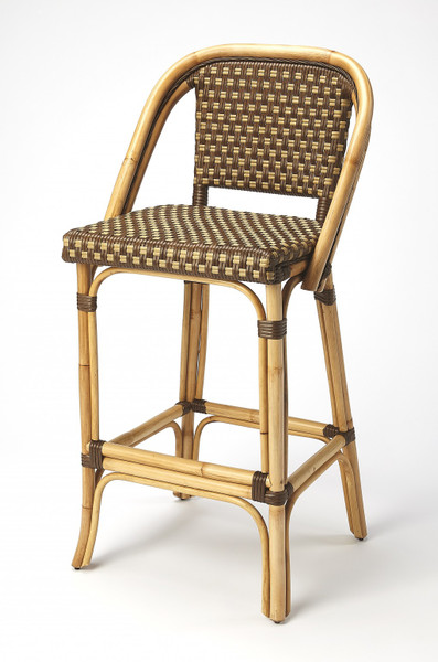 Brown And Beige Rattan Bar Stool 389049 By Homeroots