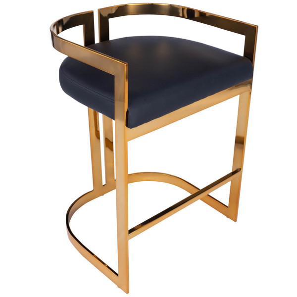 Gold And Black Faux Leather Counter Stool 389129 By Homeroots