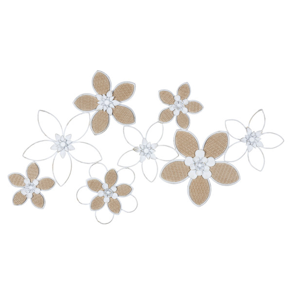 White Metal And Rattan Floral Wall Decor 389284 By Homeroots