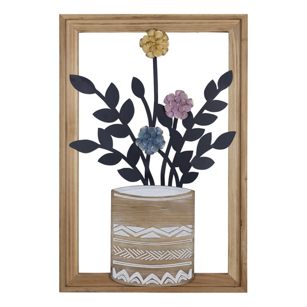 Framed Metal Flower Vase Wall Decor 389311 By Homeroots