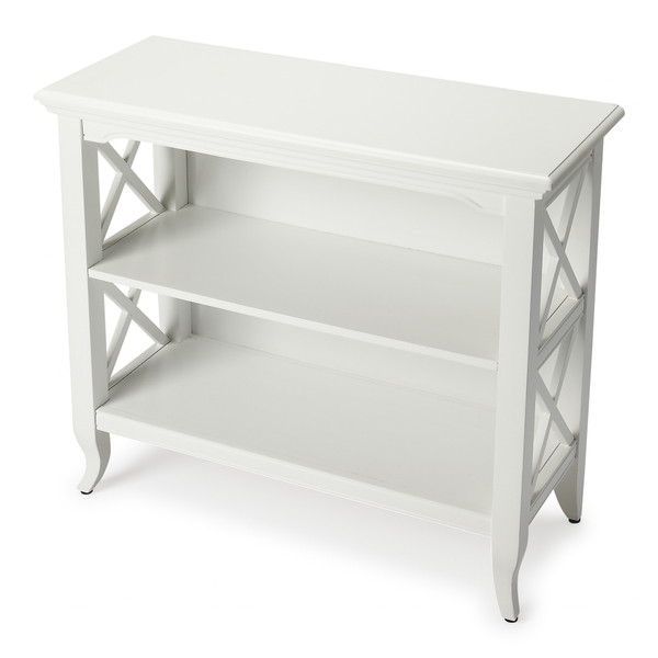 Newport Glossy White Low Bookcase 389557 By Homeroots