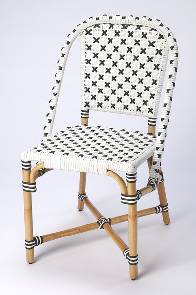 Indoor Outdoor Black And White Rattan Dining Chair 389600 By Homeroots