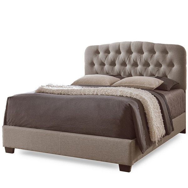 Baxton Studio Romeo Light Brown Button-Tufted Upholstered Queen Bed CF8609-Queen-Brown