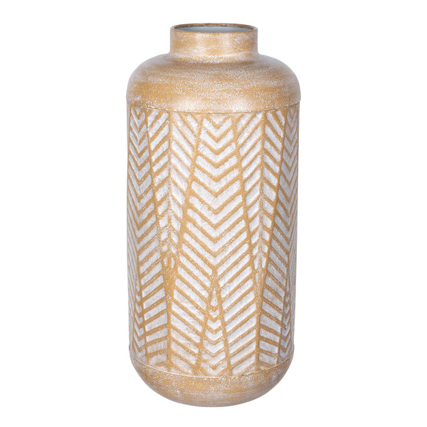 Tribal Pattern Jumbo Metal Decorative Vase 389865 By Homeroots