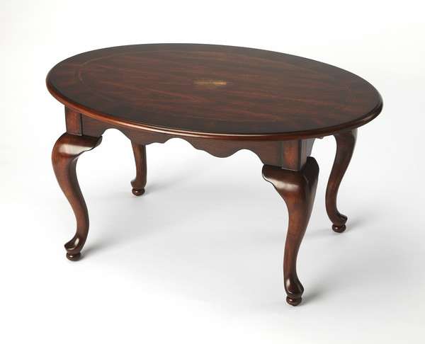 Grace Plantation Cherry Oval Coffee Table 389920 By Homeroots