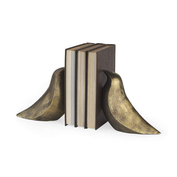 Rustic Antiqued Gold Dove Bookends 392135 By Homeroots