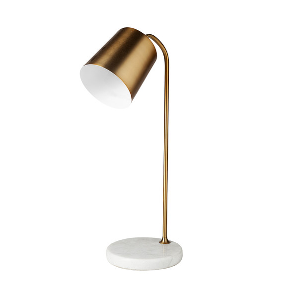 Gold Metallic Desk Or Table Lamp With Marble Base 392235 By Homeroots