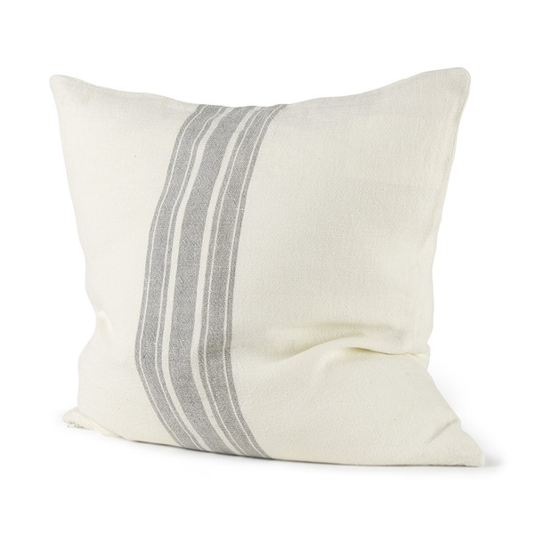 Off-White Pillow Cover With Ash Gray Stripes 392273 By Homeroots