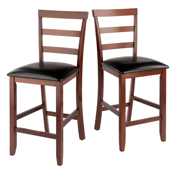 Winsome Simone Cushion Ladder-Back Seat Counter Stools, 2-Piece Set, Black & Walnut 94074