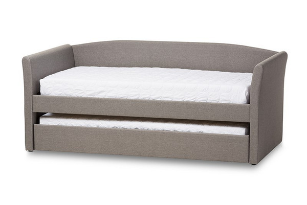 Baxton Studio Camino Grey Fabric Daybed with Guest Trundle Bed CF8756-Grey-Day Bed