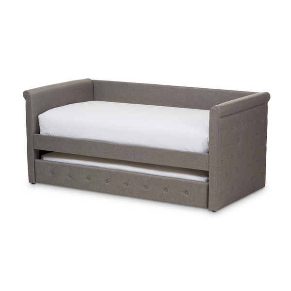 Baxton Studio Alena Light Grey Fabric Daybed with Trundle CF8825-Light Grey-Daybed