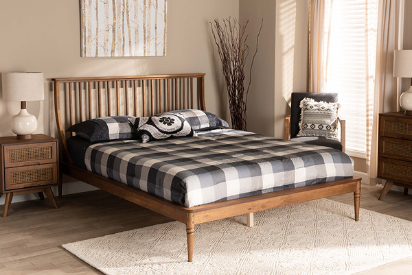 Abel Classic And Traditional Transitional Walnut Brown Finished Wood King Size Platform Bed By Baxton Studio MG0064-Walnut-King