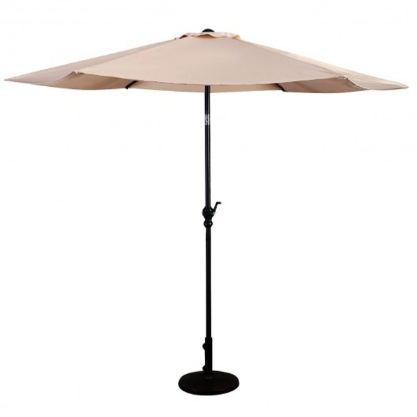 10Ft Patio Umbrella 6 Ribs Market Steel Tilt W/ Crank Outdoor Garden Without Weight Base-Beige OP70752BE