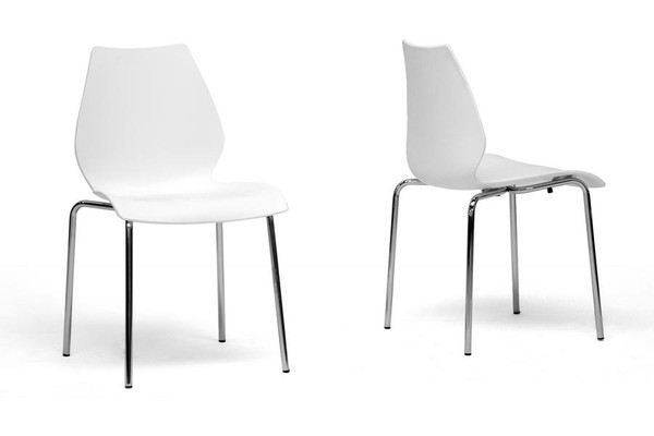 Baxton Studio Overlea White Plastic Dining Chair - (Set of 2) DC-7A-white