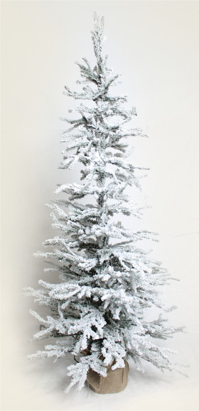 48965DS Flocked Tree W/Burlap Base 100 Clear Bright Lights 48"H Pvc/Metal/Burlap By Melrose