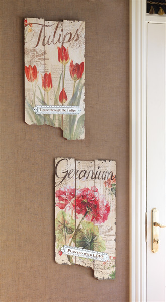 54676DS Tulip/Geranium Wall Plaque (Set Of 2) 24"H Mdf/Metal By Melrose