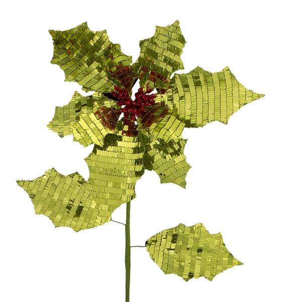 56167DS Reversible Poinsettia Stem (Set Of 12)26"H Fabric By Melrose
