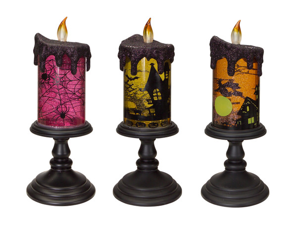 56845DS Glitter Halloween Tornado Candle (Set Of 3) 10.5"H Plastic (3 Aa Batteries Not Included.) By Melrose