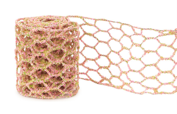 58094DS Micro-Beaded Netted Ribbon (12 Rolls) 4" X 2 Yds Wire/Foam By Melrose