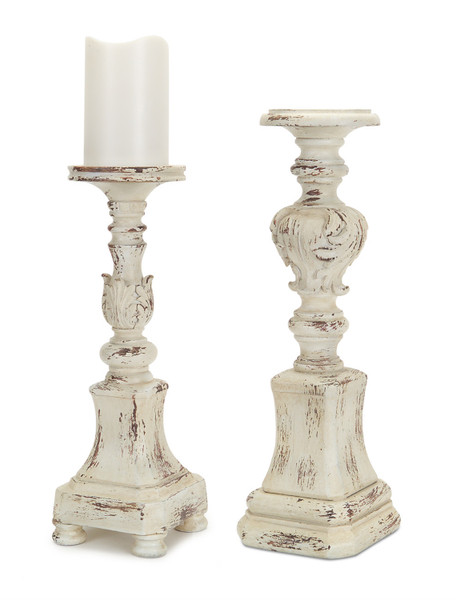 58216DS Candle Holders (Set Of 2) 13", 15"H Polyresin By Melrose