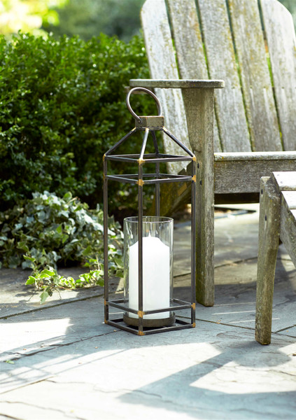 62759DS Open Design Lantern W/Glass 23"H Metal/Glass By Melrose