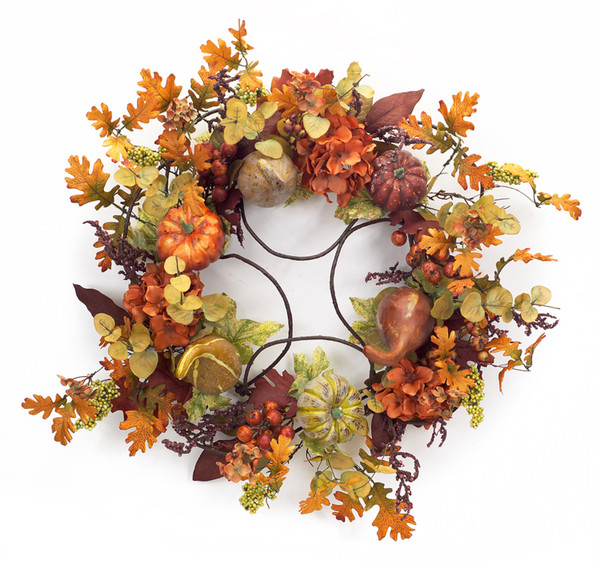 64362DS Foliage/Gourd Wreath 32"D Plastic By Melrose