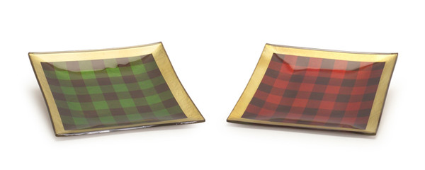 65268DS Plaid Plate (Set Of 2) 8"Sq Glass By Melrose