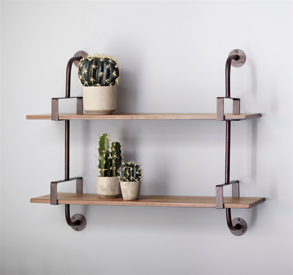 66433DS Double Shelf Wall Rack 31.5"L, 26.5"H Mdf/Metal By Melrose