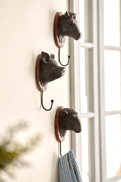 66821DS Cow/Pig/Sheep Wall Hangers (Set Of 3) 9.25"H Metal/Wood By Melrose