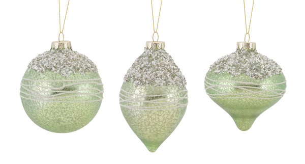 68089DS Ornament (Set Of 12) 4.25"-5.25"H Glass By Melrose