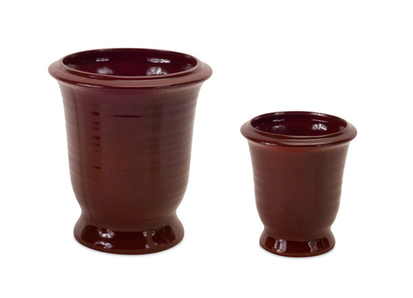 68600DS Pots (Set Of 2) 5.5"Dx6"H, 7.75"Dx8.25"H Ceramic By Melrose
