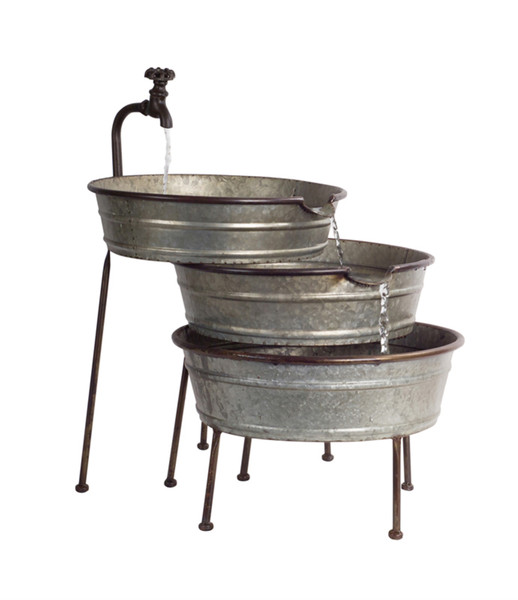 70012DS Fountain With Tubs 26"H Metal By Melrose