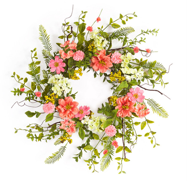 70123DS Cosmos/Berry Wreath 27"D Polyester/Plastic By Melrose