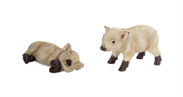 70280DS Pig (Set Of 4) 4.5"H, 7"H Polystone/Resin By Melrose