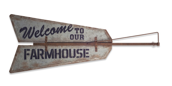 70699DS Welcome To Our Farmhouse Wall Plaque 48"X19.5"H Metal By Melrose