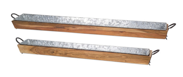 72103DS Tray (Set Of 2) 39" X 5.5", 44" X 6.25" Wood/Iron By Melrose