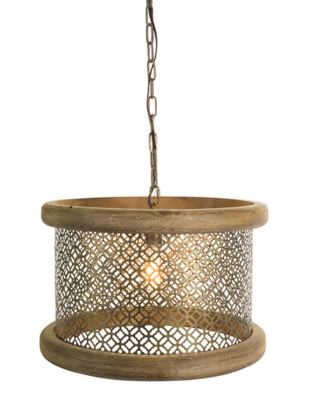 72501DS Hanging Lamp 19.5"D X 52.5"H Wood/Iron By Melrose