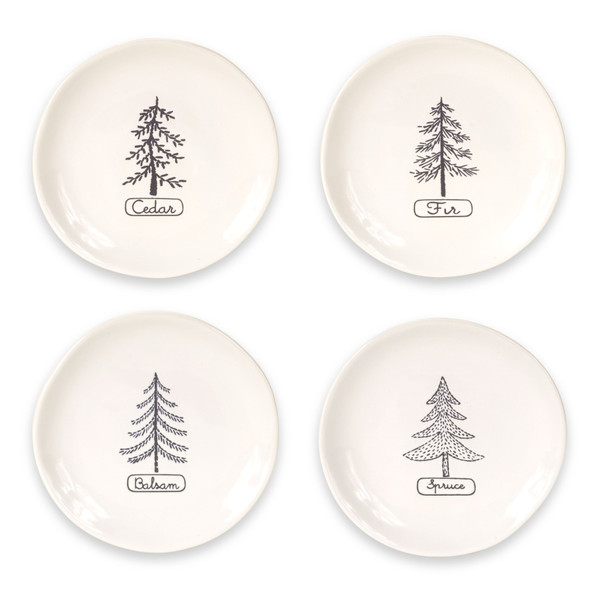 76108DS Tree Plate (Set Of 4) 6.75"D Stoneware By Melrose