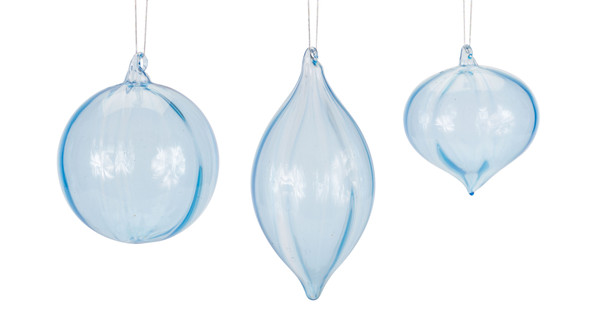 76337DS Ornament (Set Of 6) 4.5"H, 5"H, 6.5"H Glass By Melrose