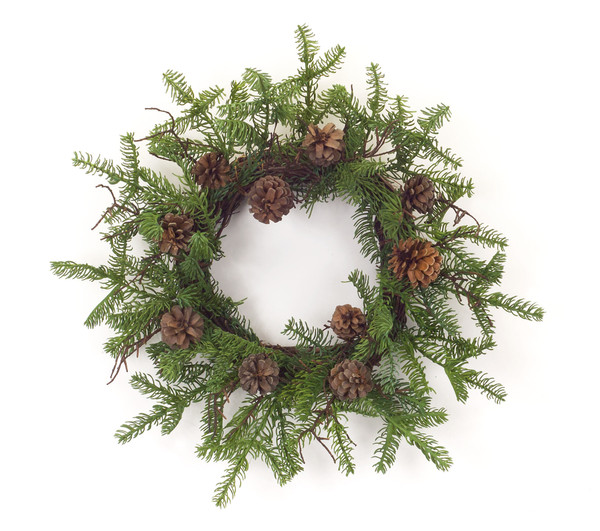 76700DS Pine/Twig/Cone Wreath (Set Of 2) 15"D Plastic By Melrose