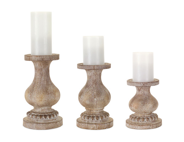 76783DS Candle Holder (Set Of 3) 6.5"H, 8.75"H, 10"H Resin By Melrose