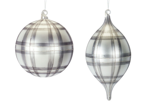 76888DS Plaid Ornament (Set Of 6) 7"H, 9.75"H Glass By Melrose