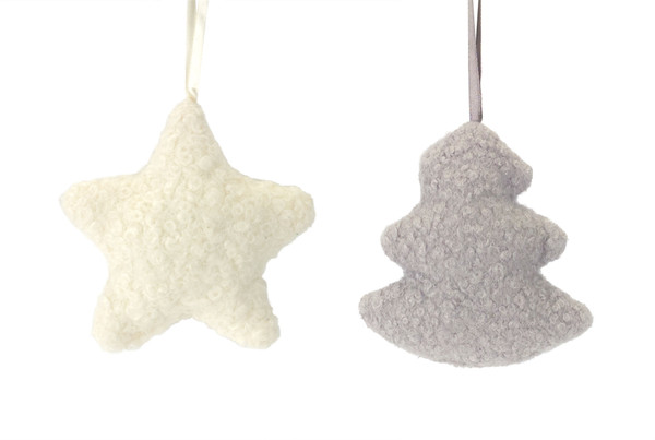 77100DS Tree And Star Ornament (Set Of 12) 5.25"H Polyester By Melrose