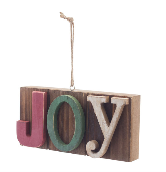 77242DS Joy Ornament (Set Of 4) 8.5"L X 4.5"H Wood By Melrose