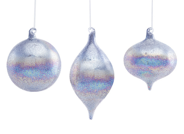 80075DS Ornament (Set Of 6) 4.5"H, 4.75"H, 6.75"H Glass By Melrose
