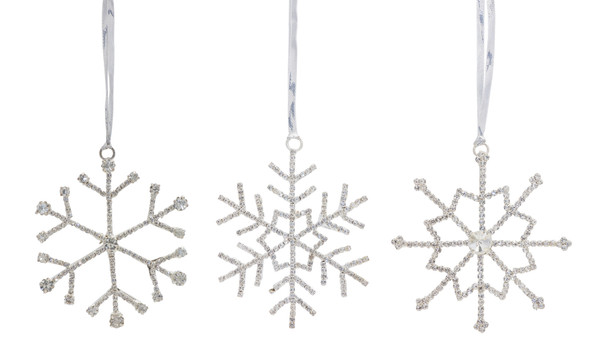 80157DS Jewel Snowflake (Set Of 12) 3.5"H Iron/Glass By Melrose