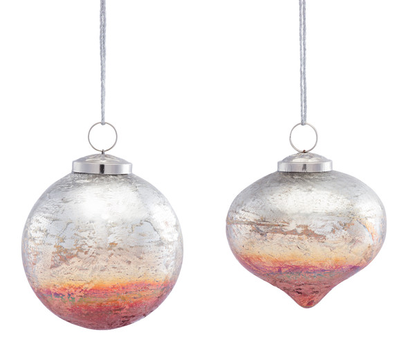 80189DS Ornament (Set Of 6) 4.5"H, 5"H Glass By Melrose