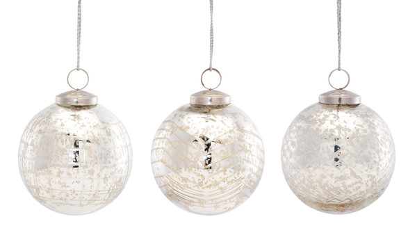 80190DS Ball Ornament (Set Of 6) 4"D Glass By Melrose